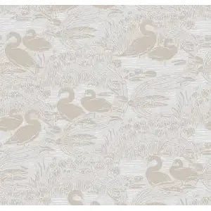 Laura Ashley Swans Dove Grey Wallpaper (118471)