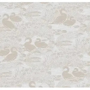 Laura Ashley Cygnes Tourterelle Gris Papier peint (118471)