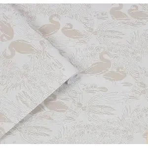 Laura Ashley Swans Dove Grey Wallpaper (118471)