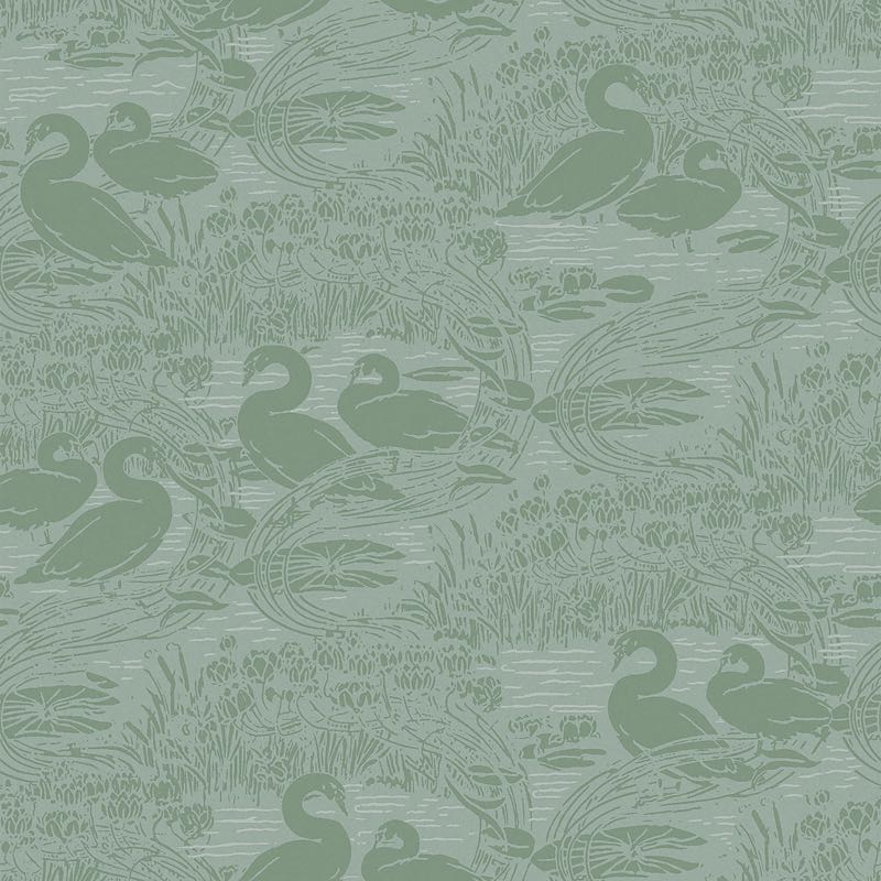 Laura Ashley Swans Papier peint vert jade (118472)