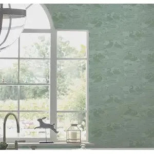 Laura Ashley Swans Jade Green Wallpaper  (118472)