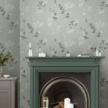 Laura Ashley Mari Mineral Green Wallpaper (119840)