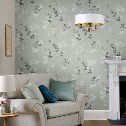 Laura Ashley Mari Mineral Green Wallpaper (119840)