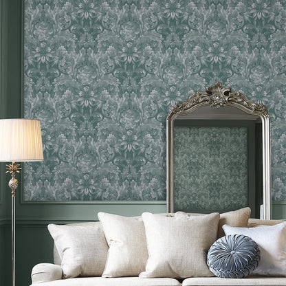 Laura Ashley Apolline Jade Green Wallpaper (119842)