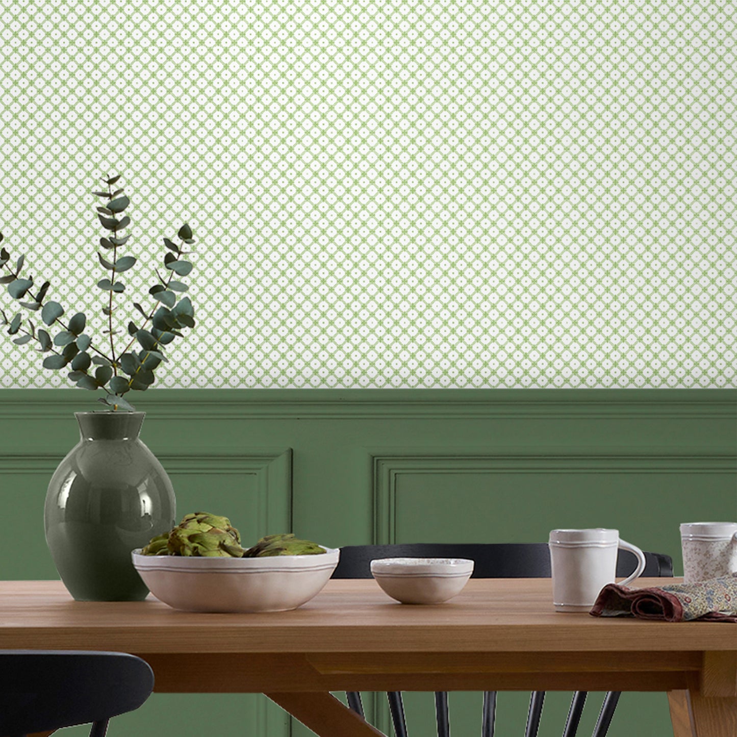 Laura Ashley Wickerwork Leaf Green Wallpaper (119848)