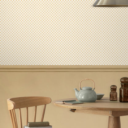 Laura Ashley Wickerwork Pale Ochre Yellow Wallpaper (119849)