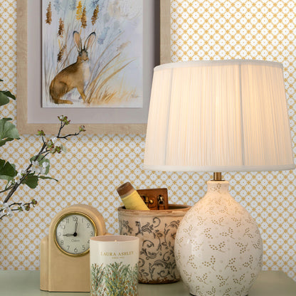 Laura Ashley Wickerwork Pale Ochre Yellow Wallpaper (119849)