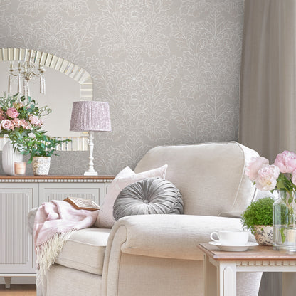 Laura Ashley Silchester Dove Grey Wallpaper (119853)