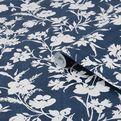 Laura Ashley Rye Midnight Seaspray Blue Wallpaper (119854)