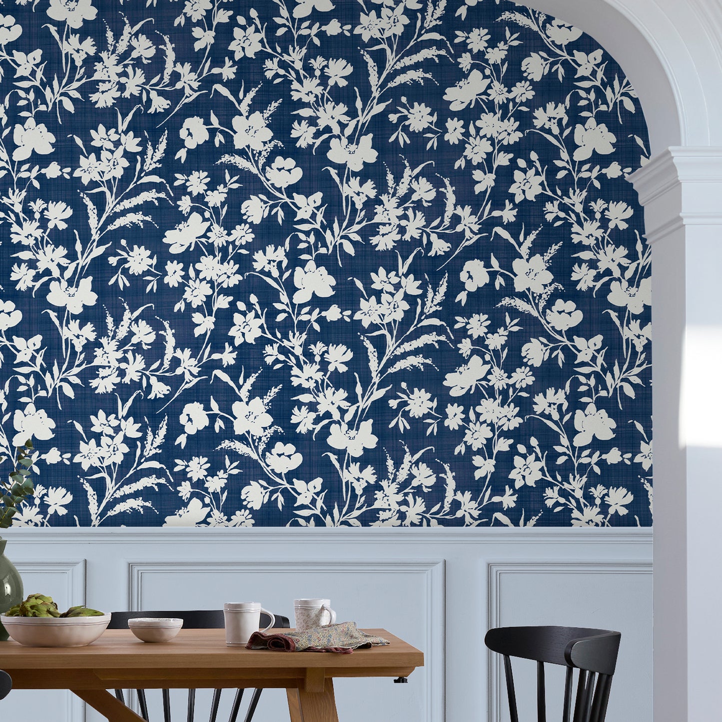 Laura Ashley Rye Midnight Seaspray Blue Wallpaper (119854)