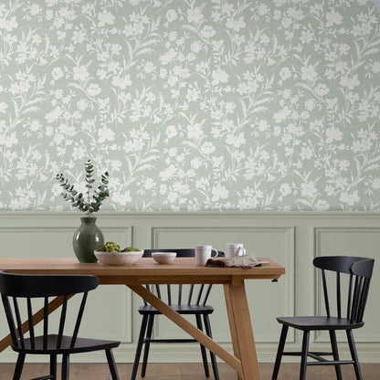 Laura Ashley Rye Sage Green Wallpaper (119855)