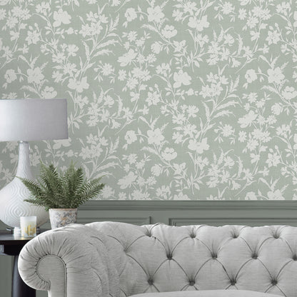 Laura Ashley Rye Sage Green Wallpaper (119855)