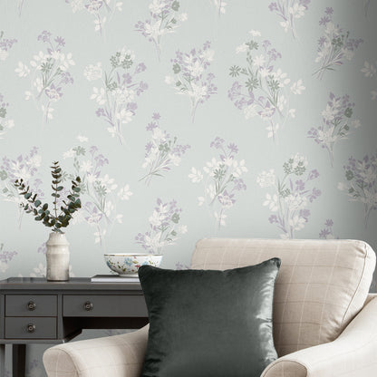 Laura Ashley Igerna Pale Duck Egg Blue Wallpaper (119857)