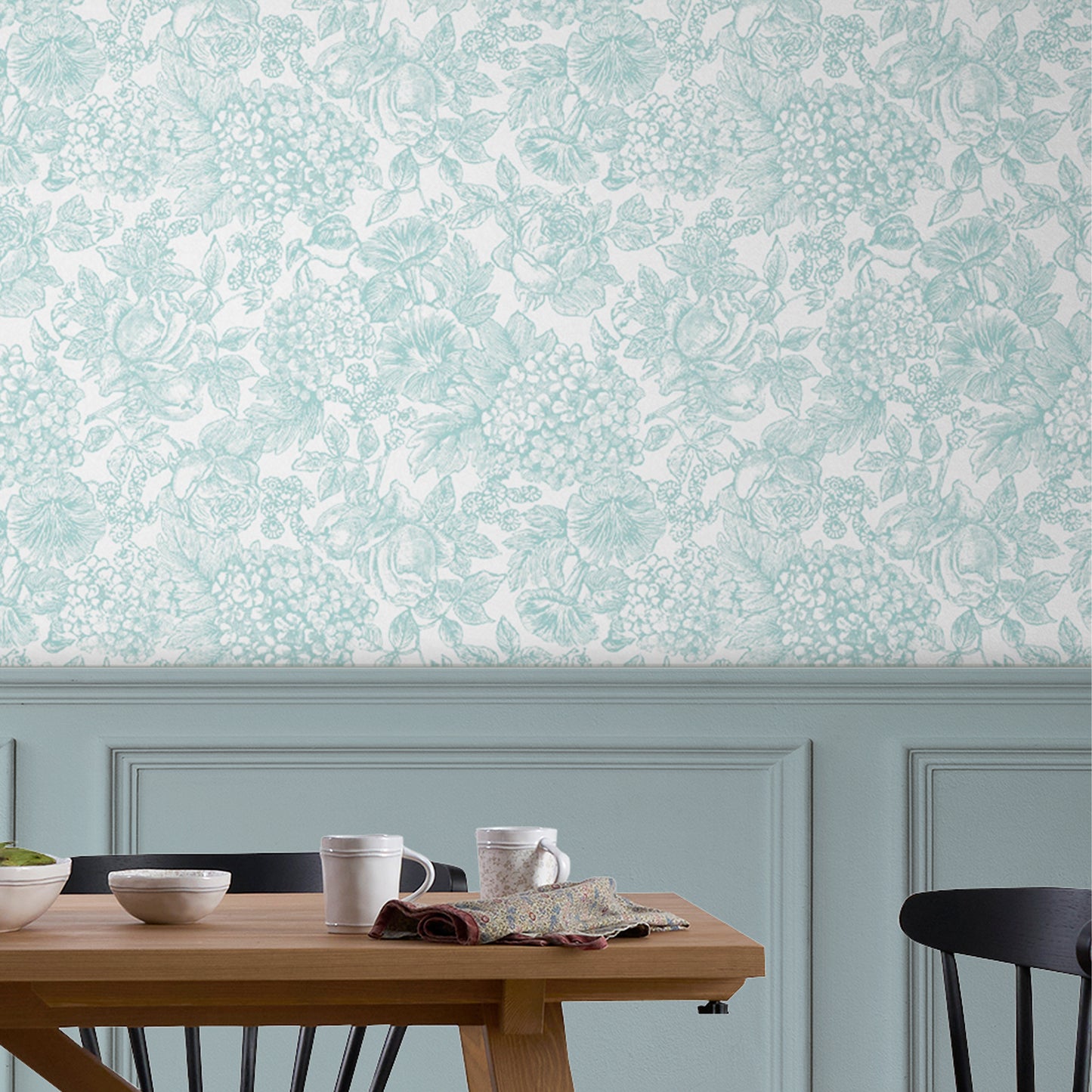 Laura Ashley Louise Duck Egg Blue Wallpaper (119860)