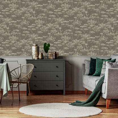 Graham & Brown Serene Seehead Taupe & Gold Wallpaper (119966)