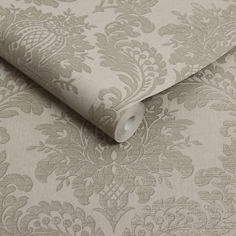 Graham & Brown Archive Damask Taupe Wallpaper (119970)