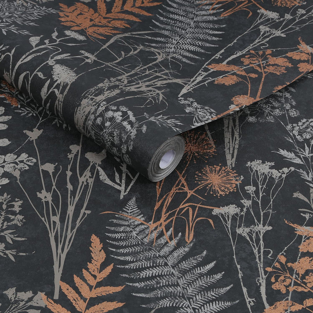 Graham & Brown Organics Black/Copper Wallpaper (120718)