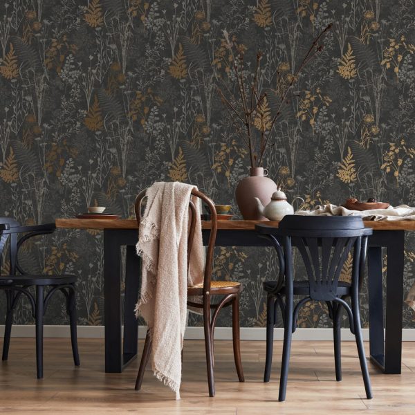 Graham & Brown Organics Black/Copper Wallpaper (120718)