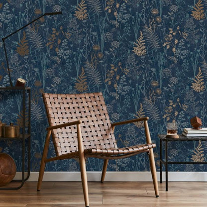 Graham & Brown Organics Navy/Copper Wallpaper (120719)