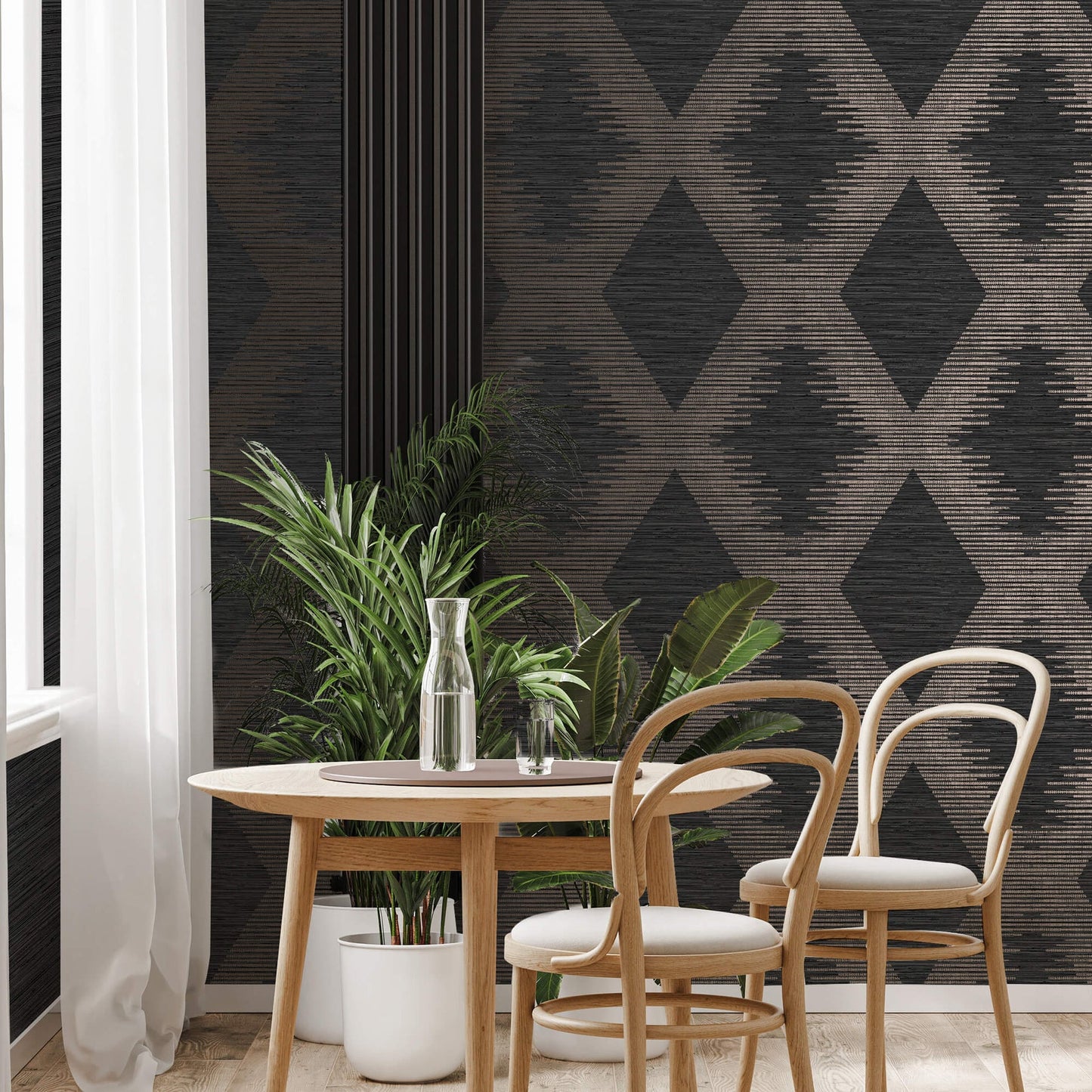 Graham & Brown Serenity Geo Black/Rose Gold Wallpaper (120723)