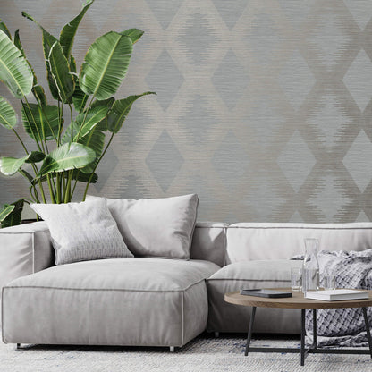 Graham & Brown Serenity Geo Grey/Rose Gold Wallpaper (120730)