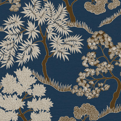 Graham & Brown Trees Dark Blue Gold Wallpaper (121161)