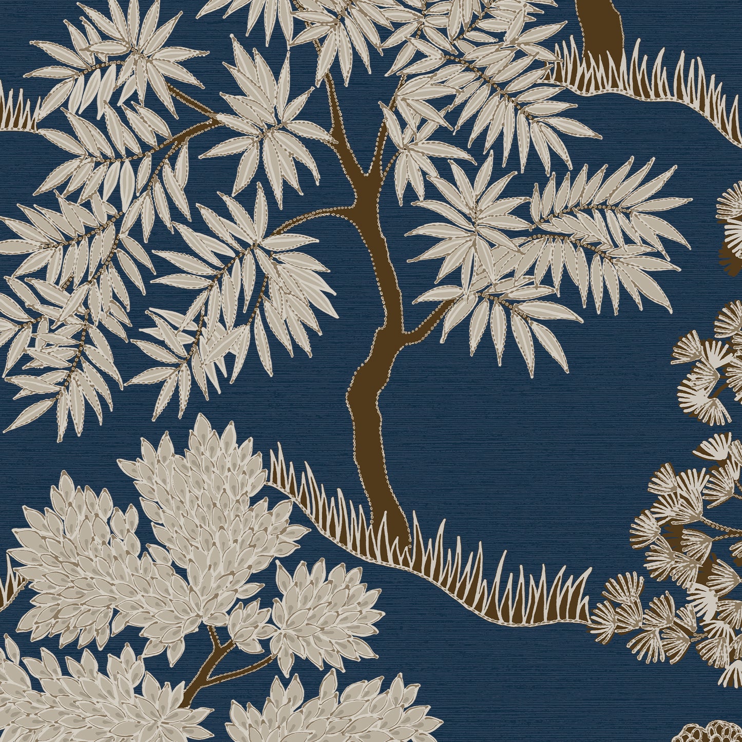 Graham & Brown Trees Dark Blue Gold Wallpaper (121161)