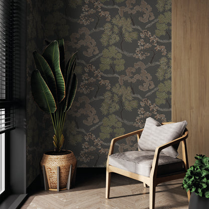 Graham & Brown Trees Charcoal Wallpaper