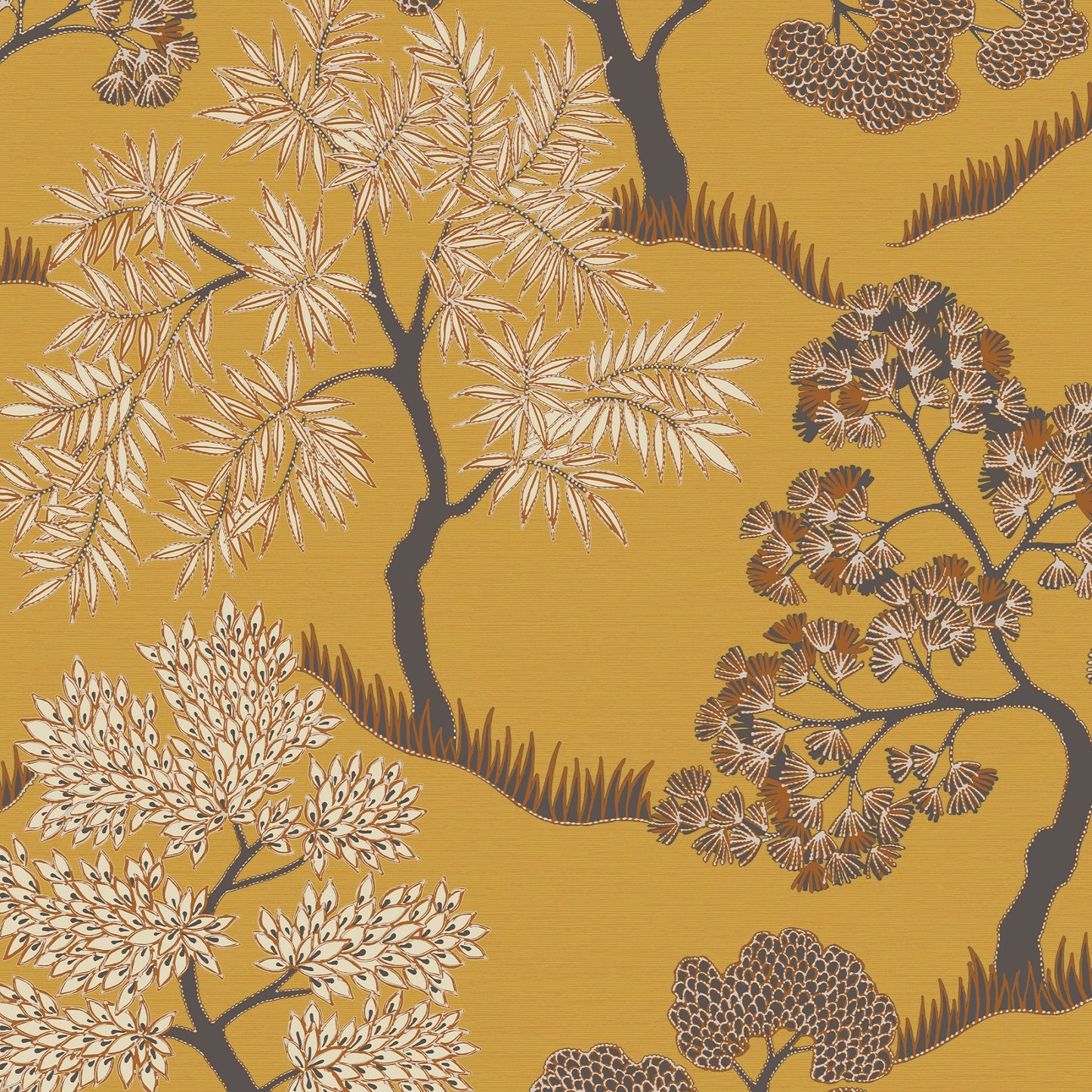 Papel pintado Graham &amp; Brown Trees amarillo ocre (121800)