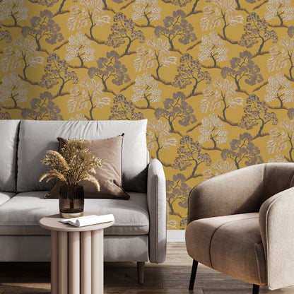 Graham & Brown Trees Ochre Yellow Wallpaper (121800)