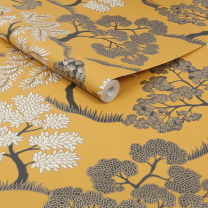 Graham & Brown Trees Ochre Yellow Wallpaper (121800)