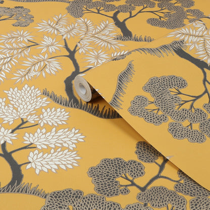 Graham & Brown Trees Ochre Yellow Wallpaper (121800)