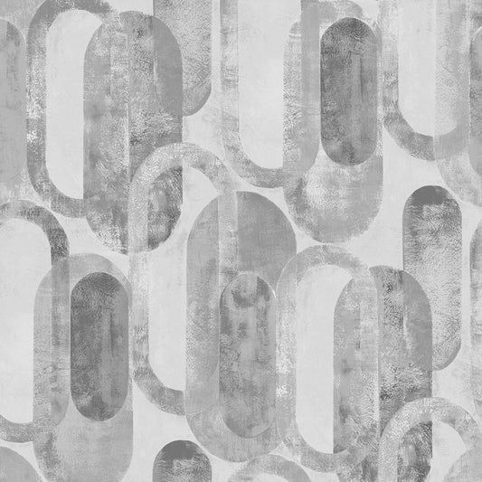 Papel pintado gris con formas ovaladas de Graham &amp; Brown (121803)