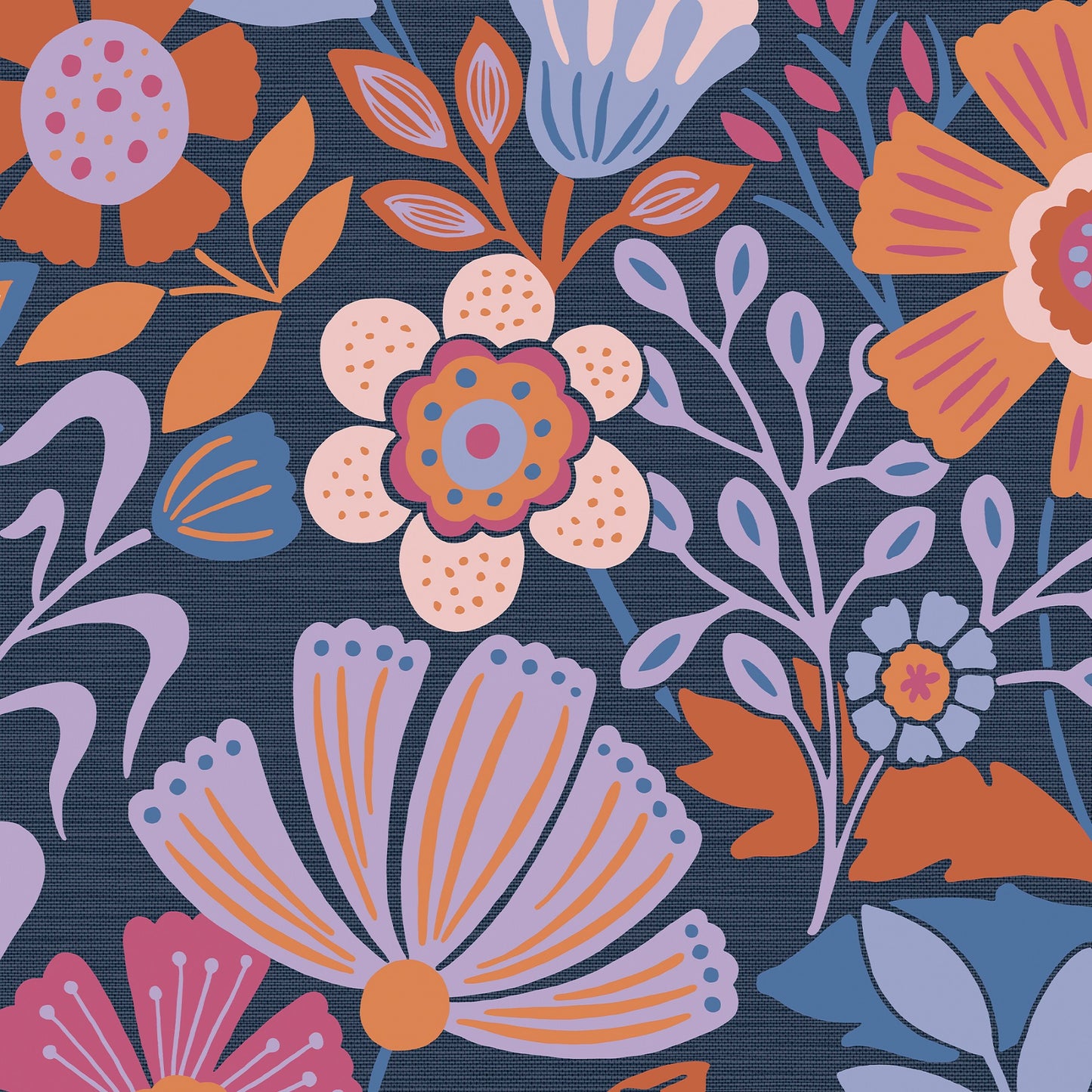Graham & Brown Oopsy Daisy Blue Lilac Tangerine Blue Wallpaper (122373)
