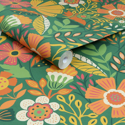 Papel pintado verde bosque Oopsy Daisy de Graham &amp; Brown (122375)