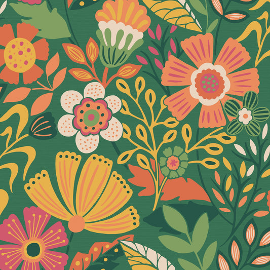 Graham & Brown Oopsy Daisy Forest Green Wallpaper (122375)