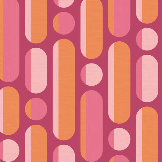 Graham & Brown Morse Tangerine / Raspberry Pink Wallpaper (122376)