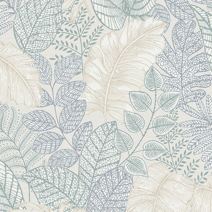 Graham & Brown Scattered Leaves Duck Egg Wallpaper (122421)