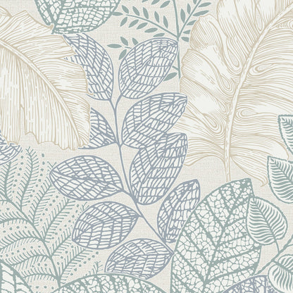 Graham & Brown Scattered Leaves Duck Egg Wallpaper (122421)