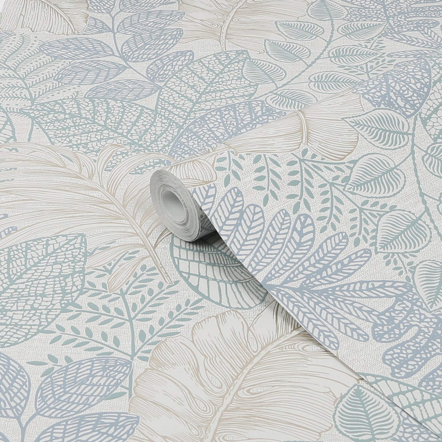 Graham & Brown Scattered Leaves Duck Egg Wallpaper (122421)