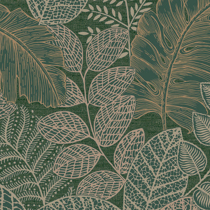 Graham & Brown Scattered Leaves Forest Green Wallpaper (122423)