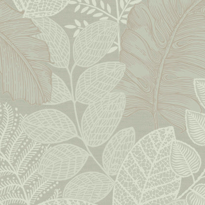 Graham & Brown Scattered Leaves Sage Green Wallpaper (122424)