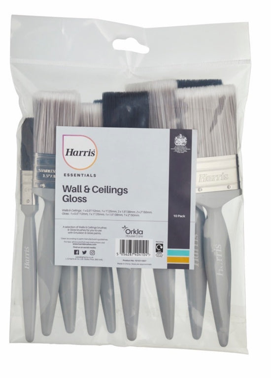 Harris Essentials Wall, Ceiling & Gloss Paint Brush Set