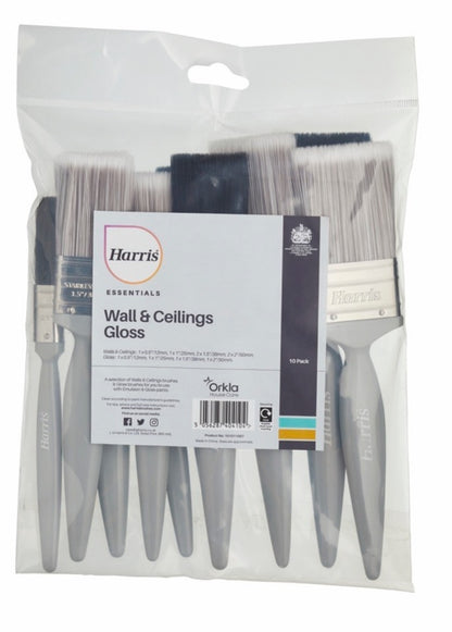 Harris Essentials Wall, Ceiling & Gloss Paint Brush Set