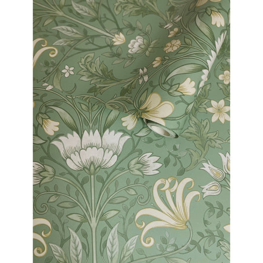 Holden Vintage Floral Green Wallpaper (13550)