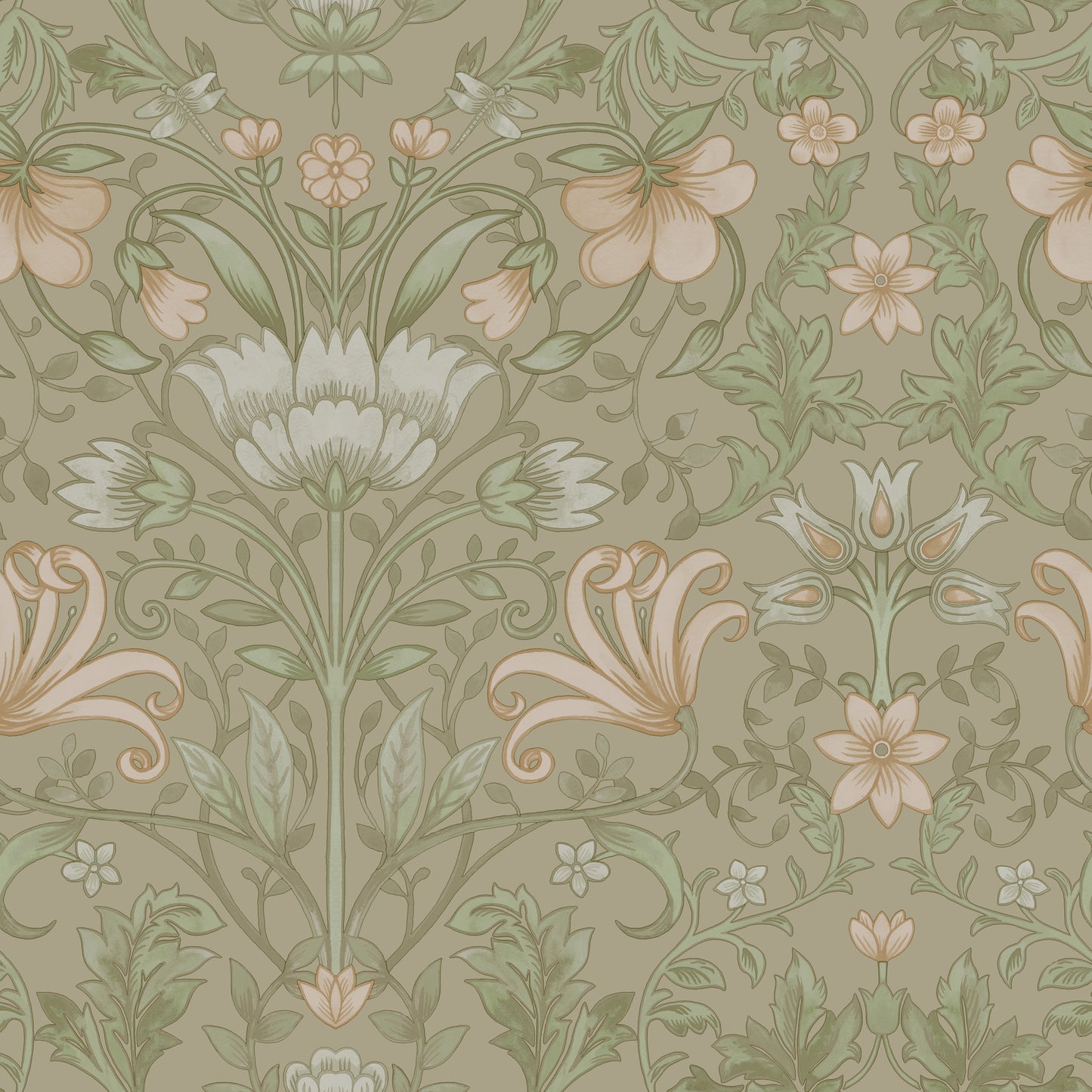 Papier peint beige floral vintage Holden (13551)