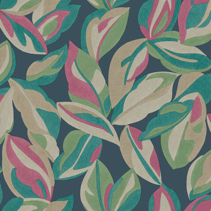 Holden Abstract Leaf Navy Wallpaper (13570)