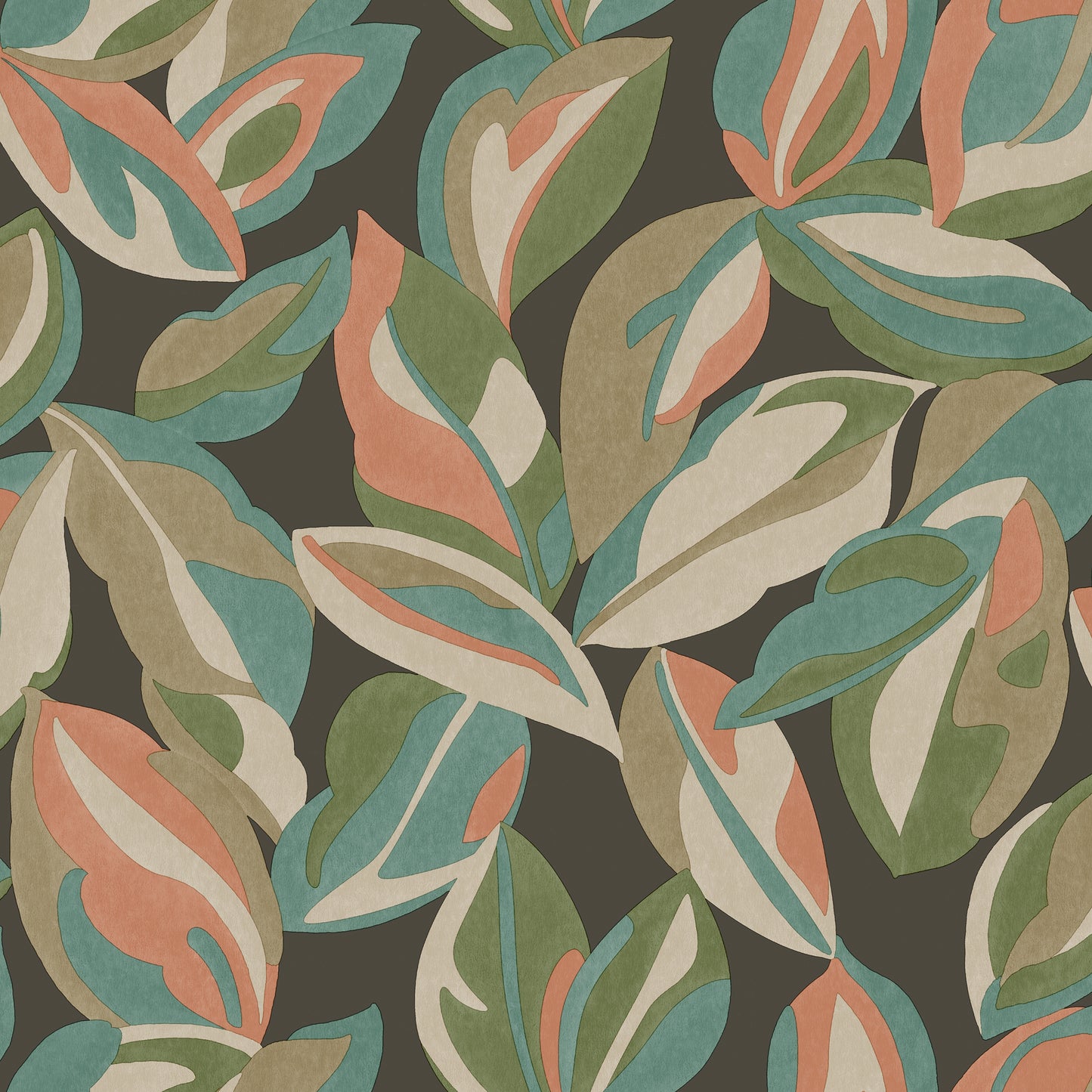 Holden Abstract Leaf Charcoal Wallpaper (13573)