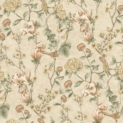 Holden Floral Bird Trail Cream Wallpaper (13600)