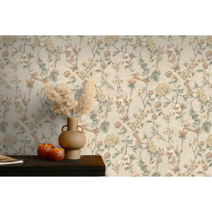 Holden Floral Bird Trail Cream Wallpaper (13600)